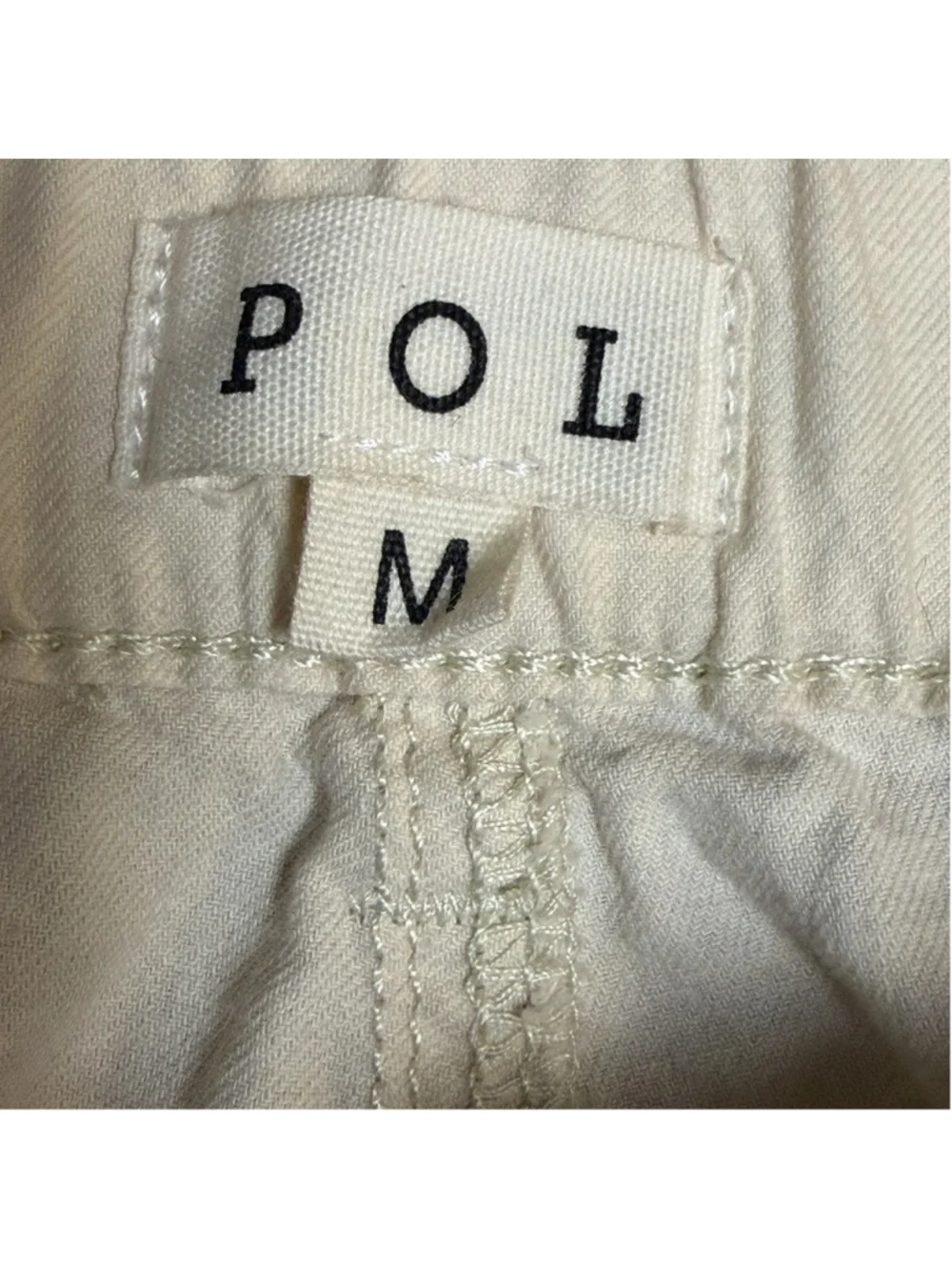 POL Womens Denim & Twill Embroidered Patchwork Wide Leg Pants MED Cream Lace EUC - Picture 6 of 9